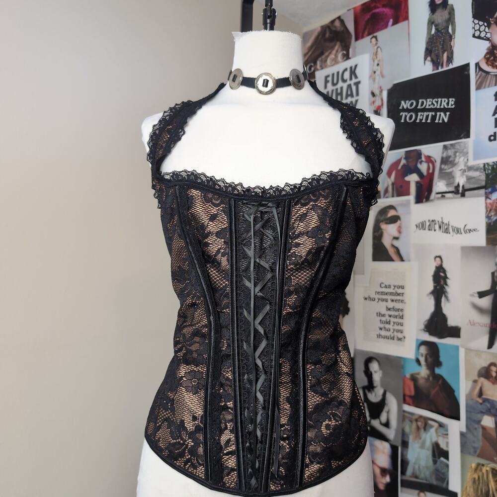 Lace Halter Gothic Corset Top